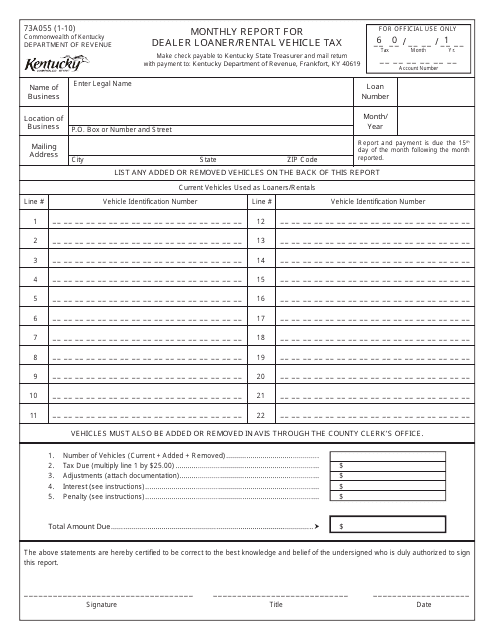 Form 73A055  Printable Pdf