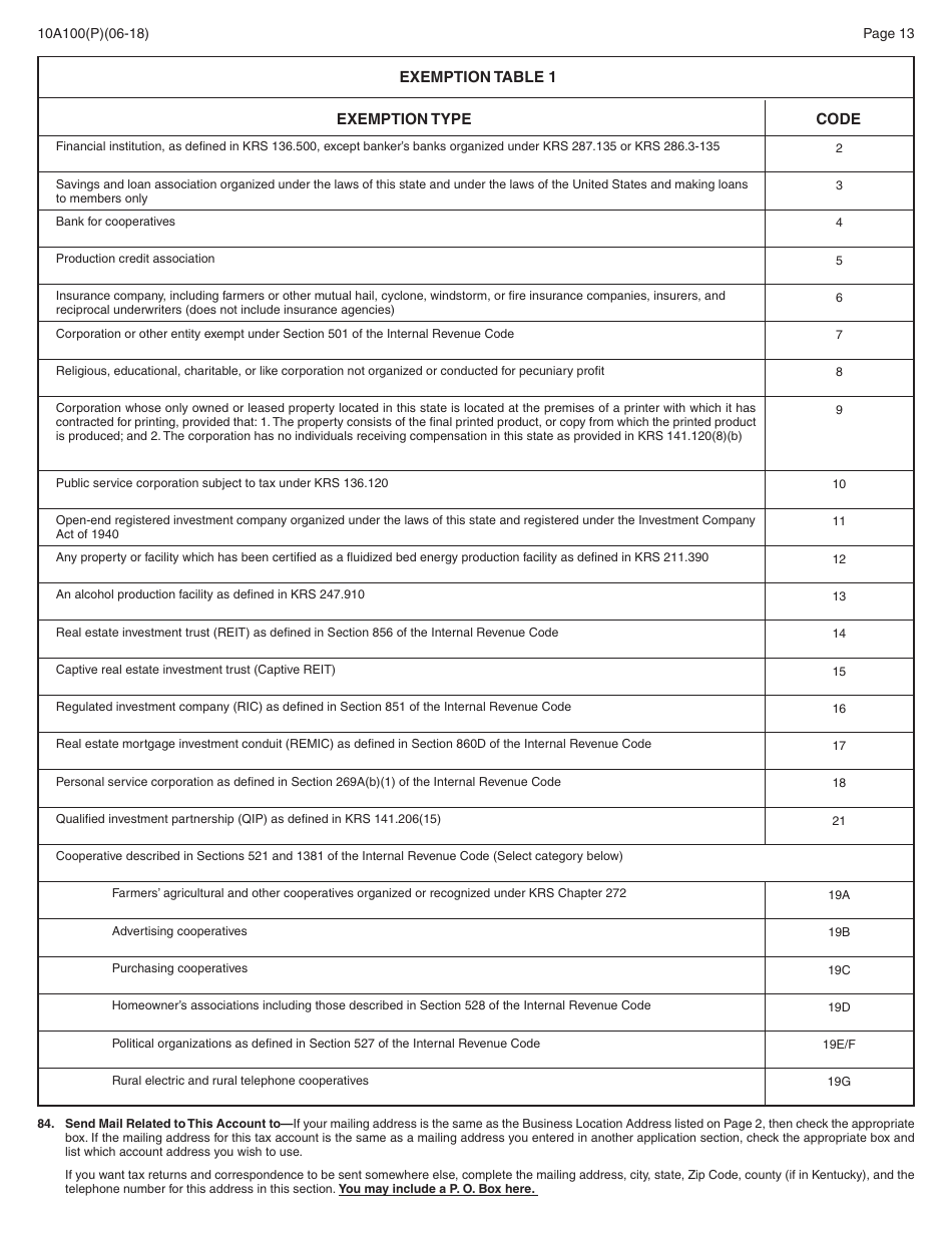 Form 10A100(P) Kentucky Tax Registration Application - Kentucky, Page 27