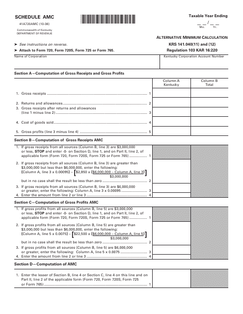 Form 41A720AMC Schedule AMC  Printable Pdf