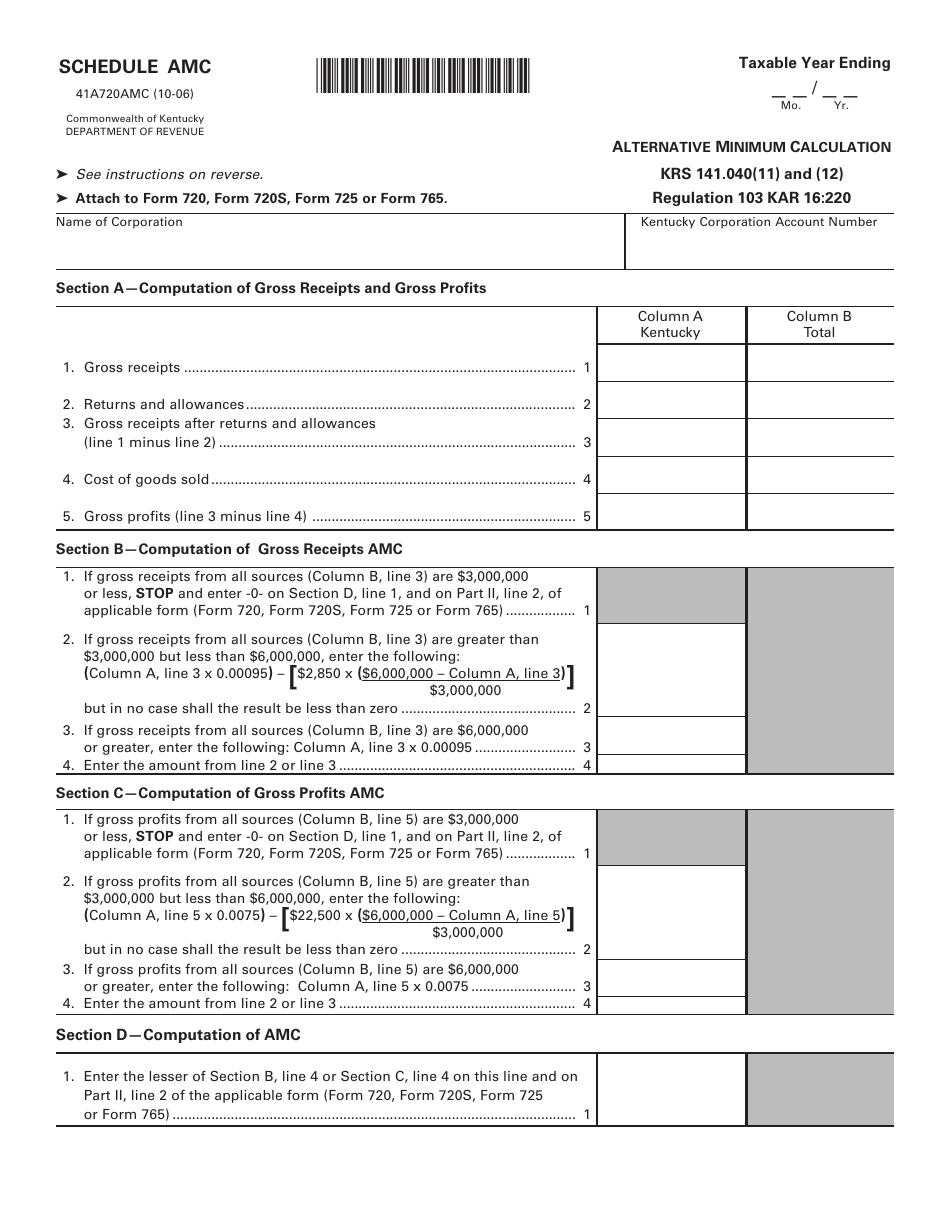 Form 41A720AMC Schedule AMC Download Printable PDF or Fill Online