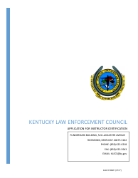 KLEC Form 1 Application for Instructor Certification - Kentucky