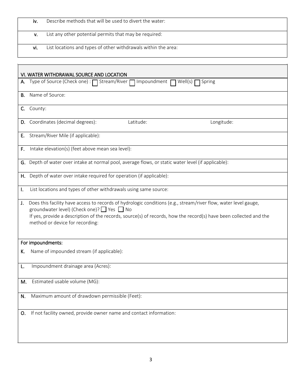 Water Withdrawal Application Form - Kentucky, Page 3