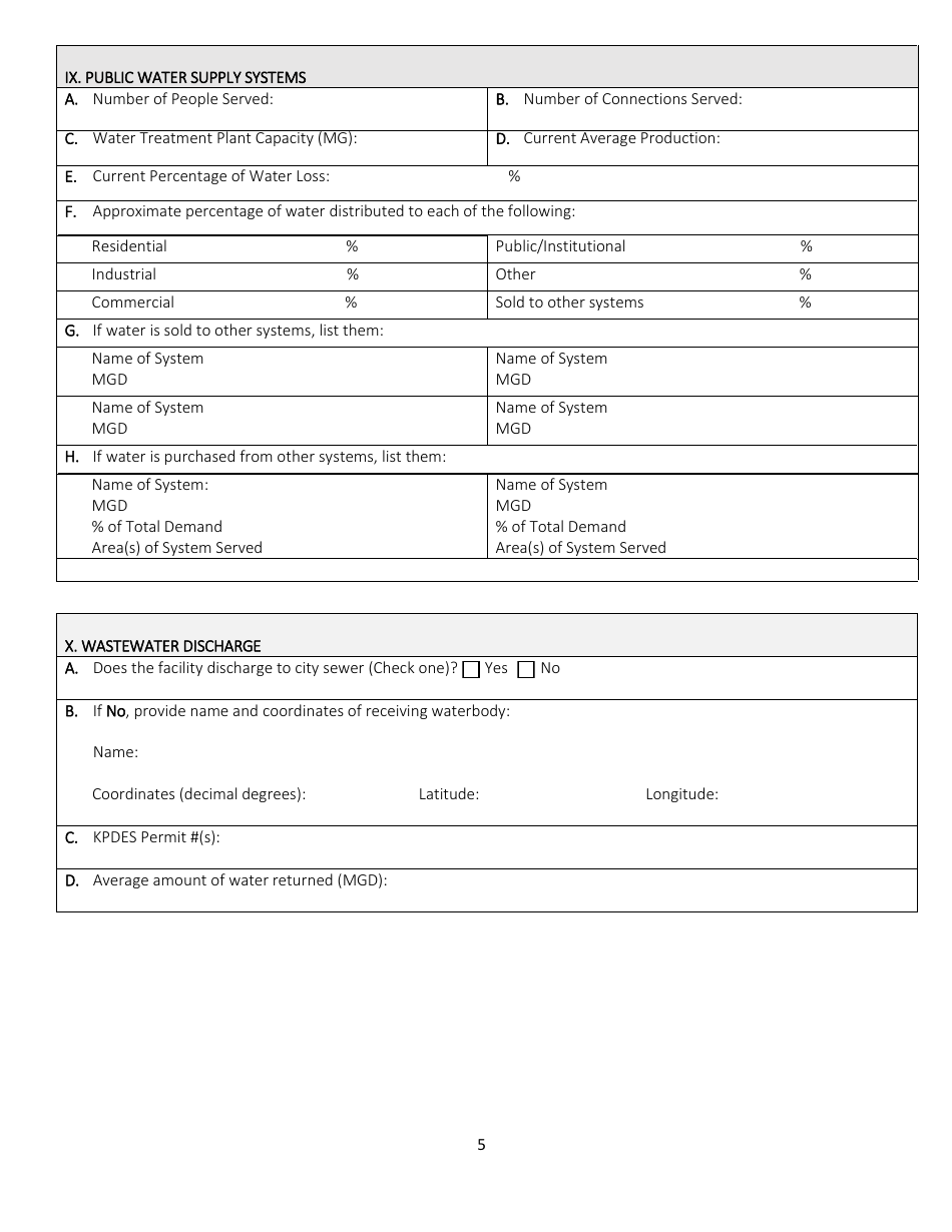 Water Withdrawal Application Form - Kentucky, Page 5