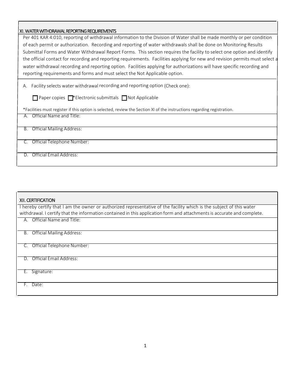 Water Withdrawal Application Form - Kentucky, Page 6