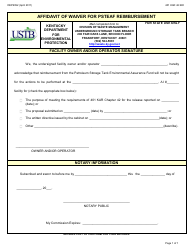 Form DEP6092 &quot;Affidavit of Waiver for Psteaf Reimbursement&quot; - Kentucky