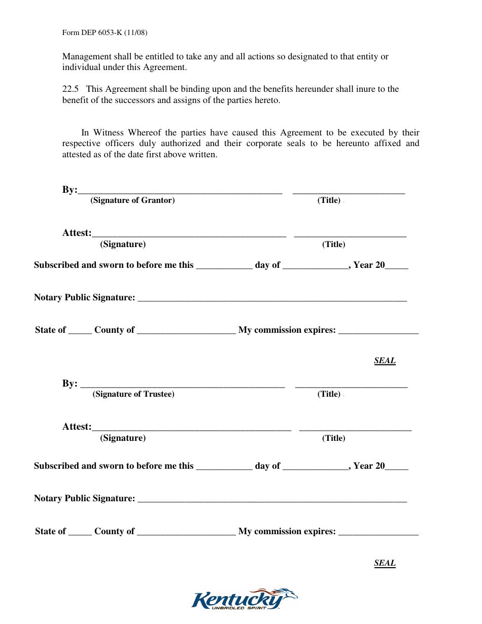 Form DEP6053-K Trust Agreement - Kentucky, Page 13