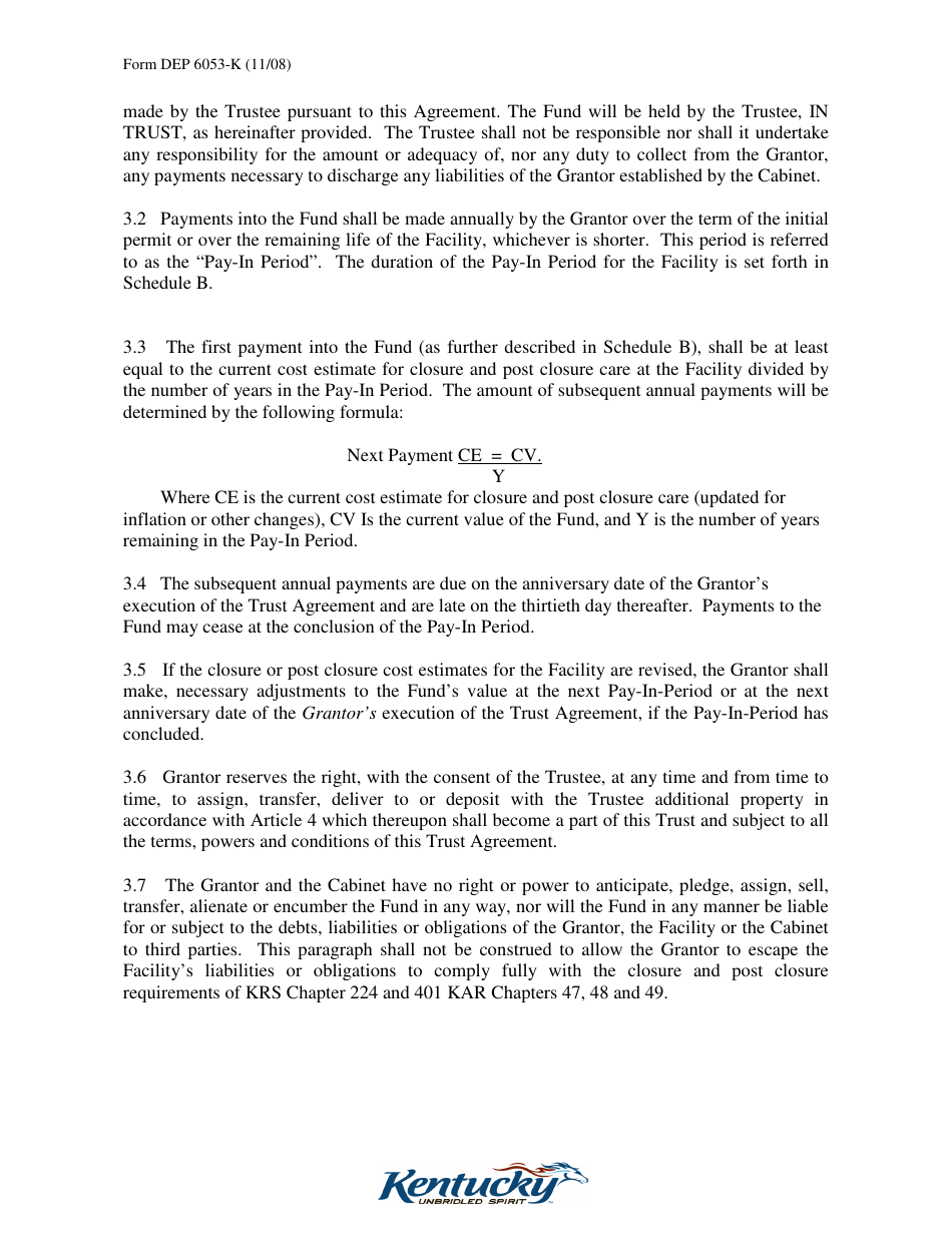 Form DEP6053-K Trust Agreement - Kentucky, Page 5