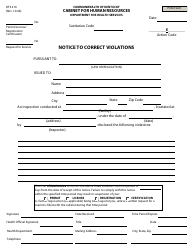 Document preview: Form DFS210 Notice to Correct Violations - Kentucky