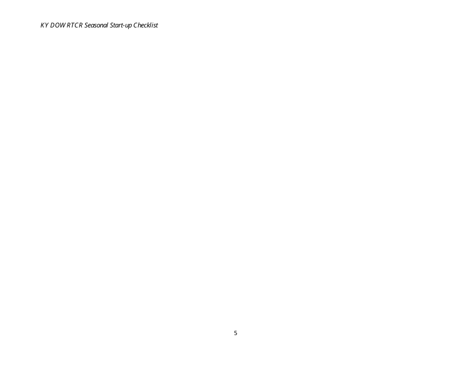 Seasonal Public Water System Start-Up Requirements and Checklist - Kentucky, Page 5