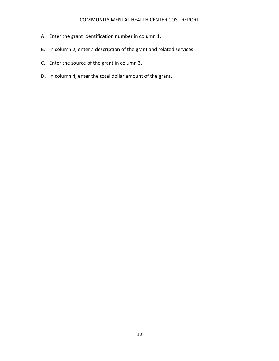 Instructions for Community Mental Health Center Cost Report - Kentucky, Page 12