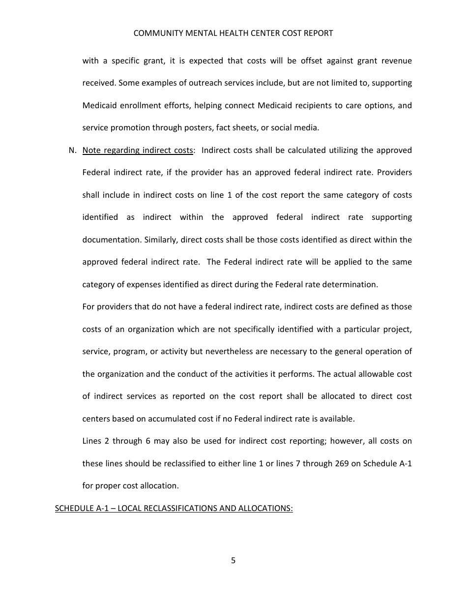 Instructions for Community Mental Health Center Cost Report - Kentucky, Page 5