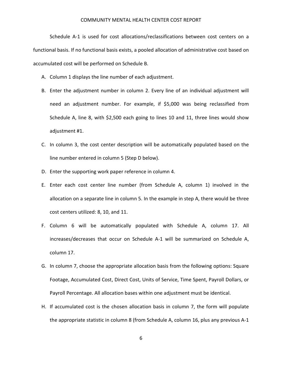 Instructions for Community Mental Health Center Cost Report - Kentucky, Page 6