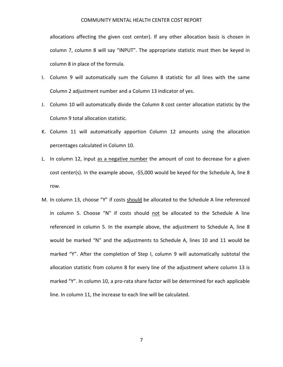 Instructions for Community Mental Health Center Cost Report - Kentucky, Page 7