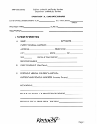 Document preview: Form MAP-005 Epsdt Dental Evaluation Form - Kentucky