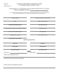 Form 110-F Agreement as to Compensation and Order Approving Settlement - Fatality - Kentucky