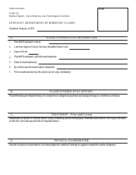 Form 107 Medical Report - Injury/Hearing Loss, Psychological Condition - Kentucky