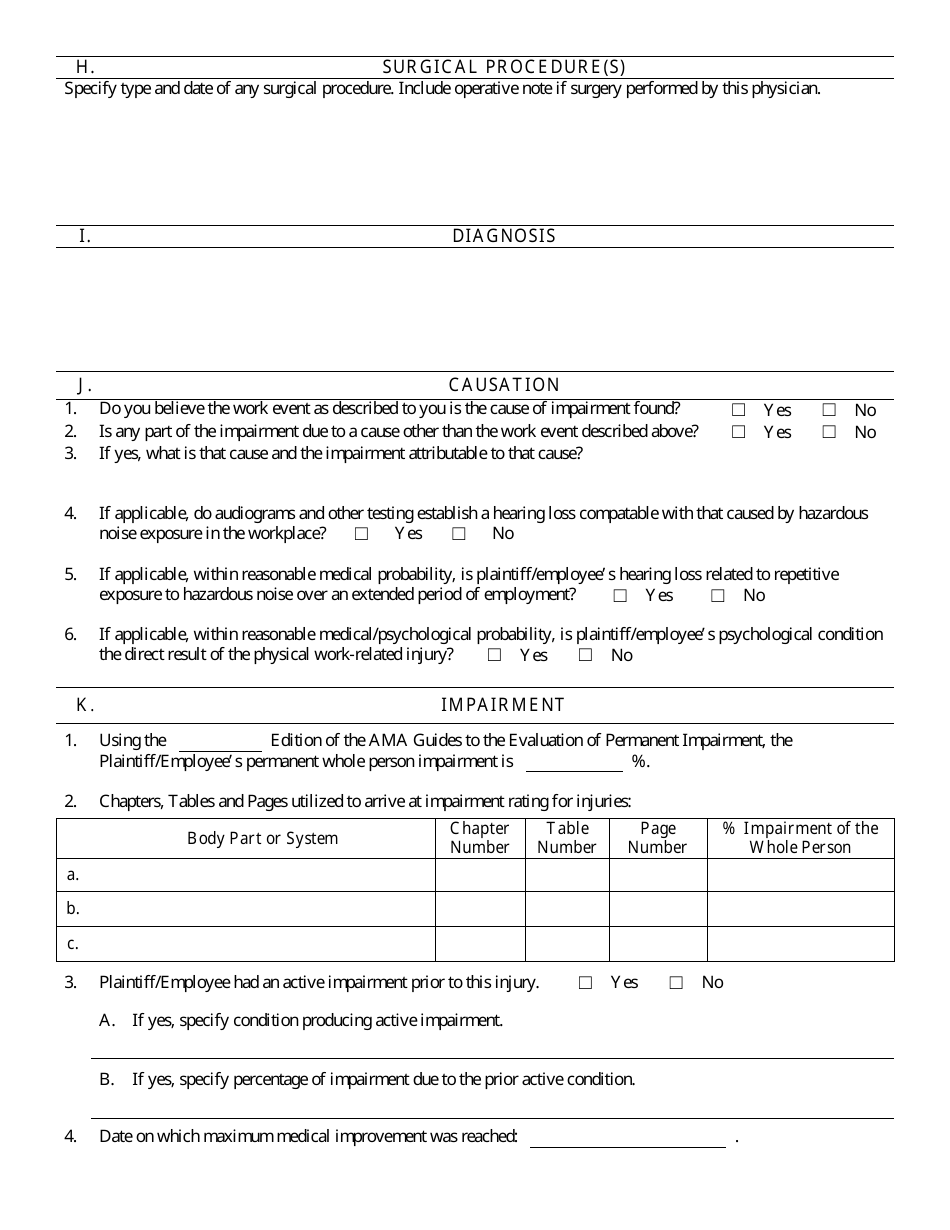 Form 107 Medical Report - Injury / Hearing Loss, Psychological Condition - Kentucky, Page 3