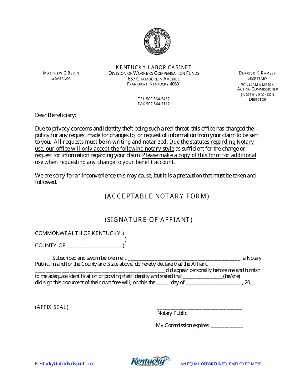 Kentucky Preferred Notary Form Fill Out, Sign Online and Download PDF