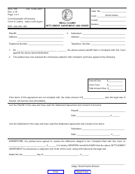 Form AOC-199 &quot;Small Claims Settlement Agreement and Order&quot; - Kentucky