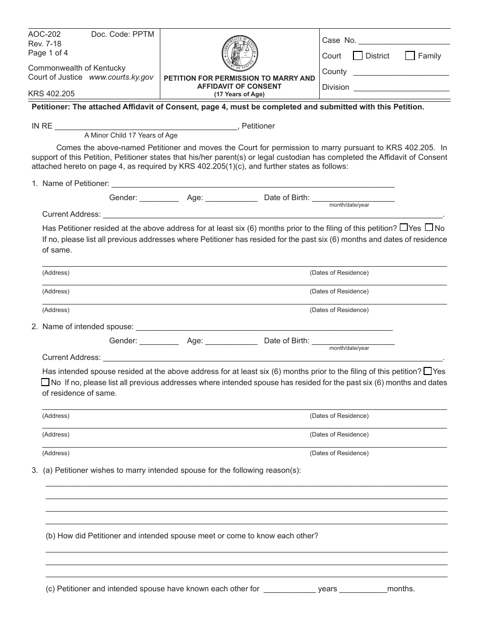 Form AOC202 Fill Out, Sign Online and Download Fillable PDF