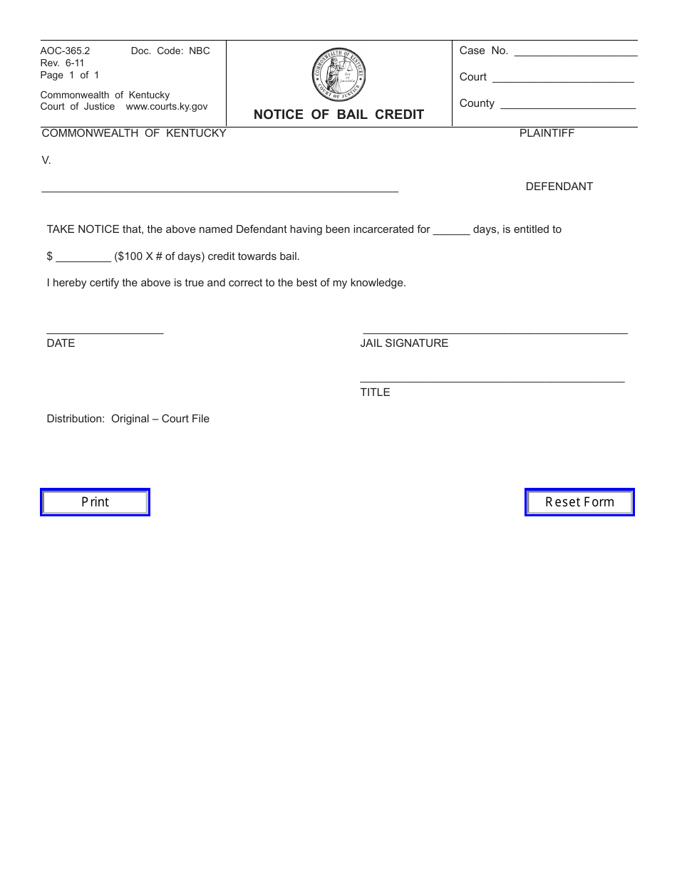 Form AOC365.2 Fill Out, Sign Online and Download Fillable PDF