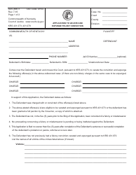 Document preview: Form AOC-496.3 Application to Vacate and Expunge Felony Conviction - Kentucky