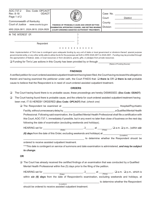 Form AOC-737.2  Printable Pdf