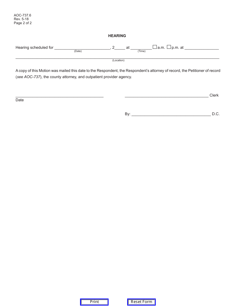 Form AOC-737.6 Motion to Stay, Vacate, or Modify Order (Court-Ordered Assisted Outpatient Treatment) - Kentucky, Page 2