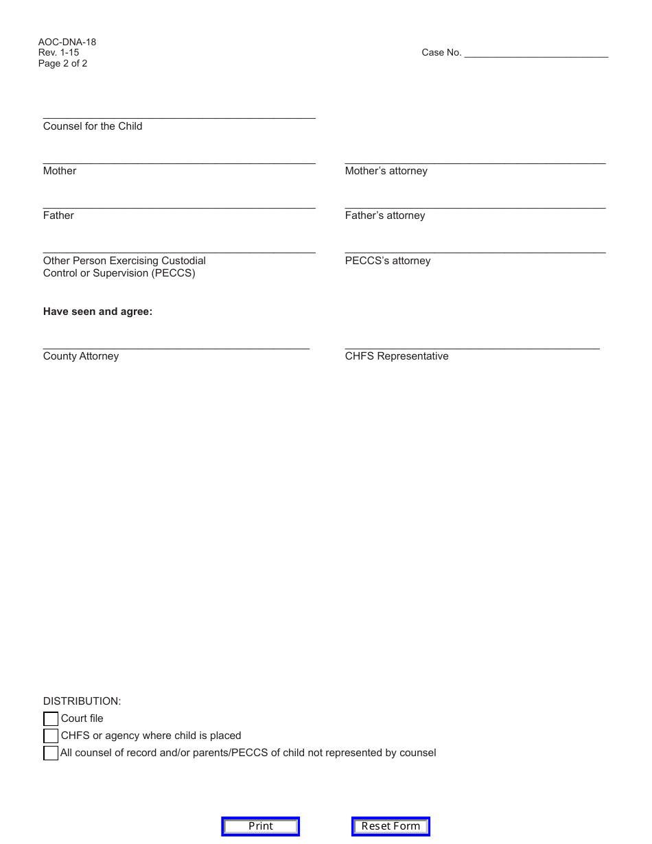 Form Aoc-dna-18 - Fill Out, Sign Online And Download Fillable Pdf 