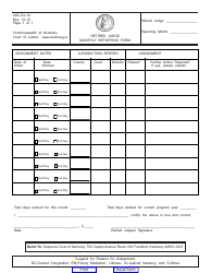 Form AOC-SJ-10 &quot;Retired Judge Monthly Reporting Form&quot; - Kentucky