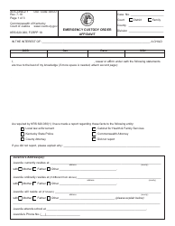 Form AOC-DNA-2.1 Emergency Custody Order Affidavit - Kentucky
