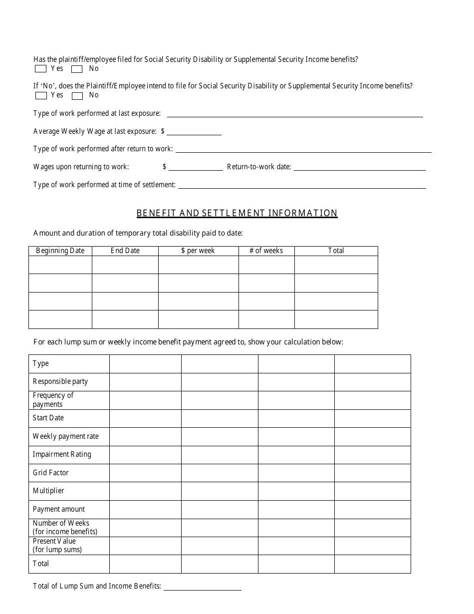 Form 110 Hearing Loss / Occupational Disease / Cwp - Agreement as to Compensation and Order Approving Settlement - Kentucky, Page 3