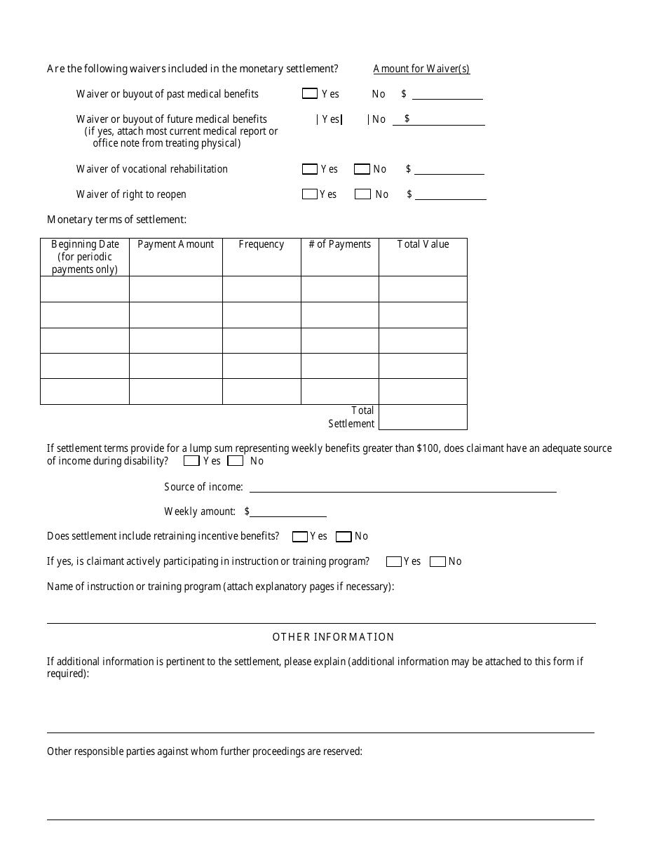 Form 110 Hearing Loss / Occupational Disease / Cwp - Agreement as to Compensation and Order Approving Settlement - Kentucky, Page 4