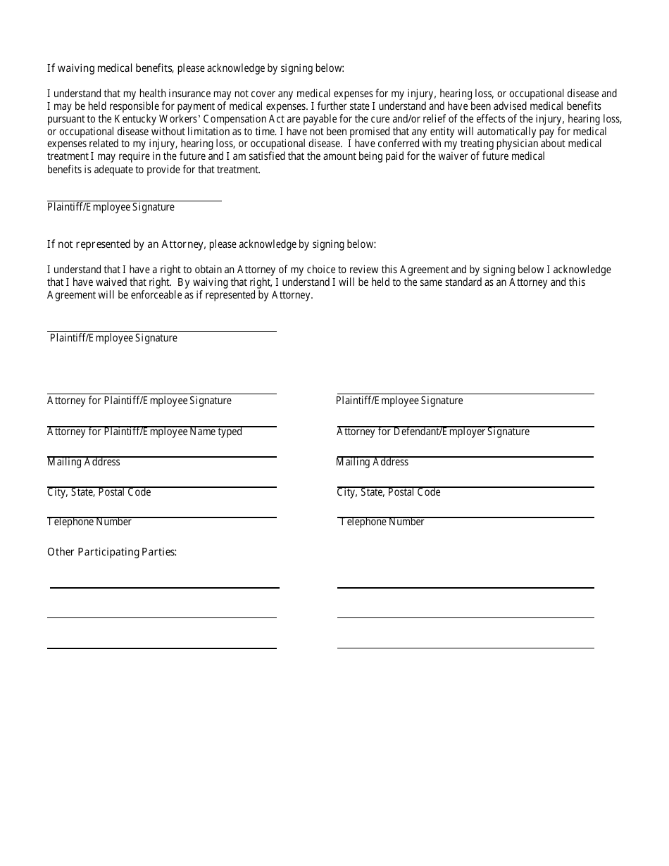 Form 110 Hearing Loss / Occupational Disease / Cwp - Agreement as to Compensation and Order Approving Settlement - Kentucky, Page 5