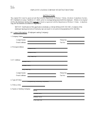 Form EL-I Employee Leasing Company Registration Form - Kentucky