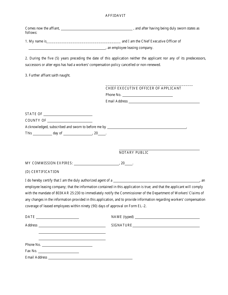 Form EL-I Employee Leasing Company Registration Form - Kentucky, Page 3