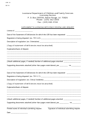 Form LDR-1A &quot;Supplement to Licensing Deficiency Review (Ldr) Request&quot; - Louisiana