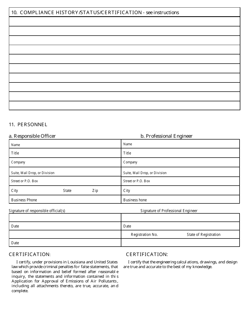 Application for Approval of Emissions of Air Pollutants - Louisiana, Page 9