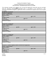 Form VCP002 Voluntary Remediation Application - Voluntary Remediation Program - Louisiana