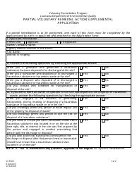 Form VCP003 Partial Voluntary Remedial Action Supplemental Application - Voluntary Remediation Program - Louisiana