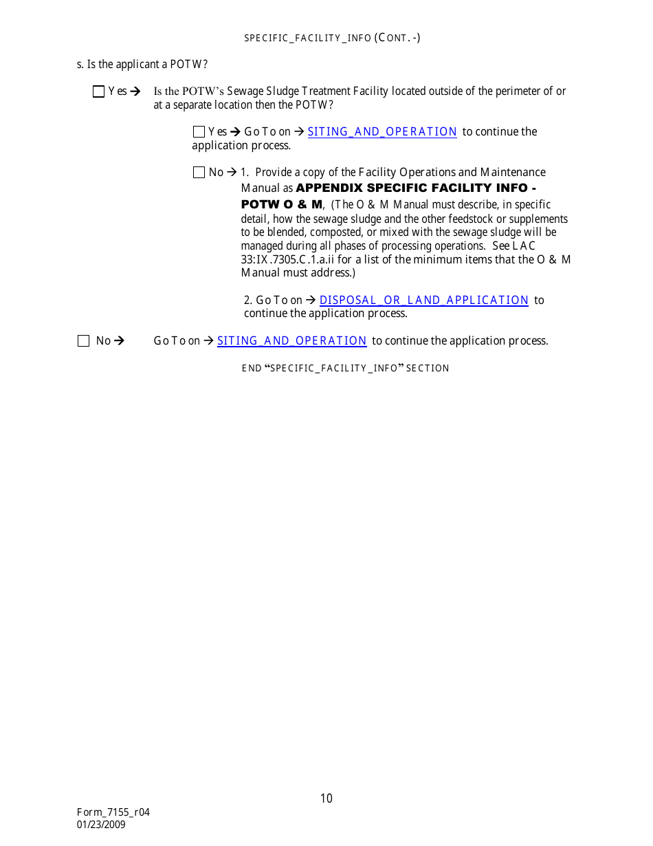 Form 7155 Permit Application for the Use or Disposal of Sewage Sludge (Biosolids) in Louisiana - Louisiana, Page 11