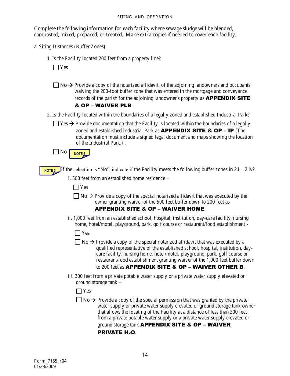 Form 7155 Permit Application for the Use or Disposal of Sewage Sludge (Biosolids) in Louisiana - Louisiana, Page 15