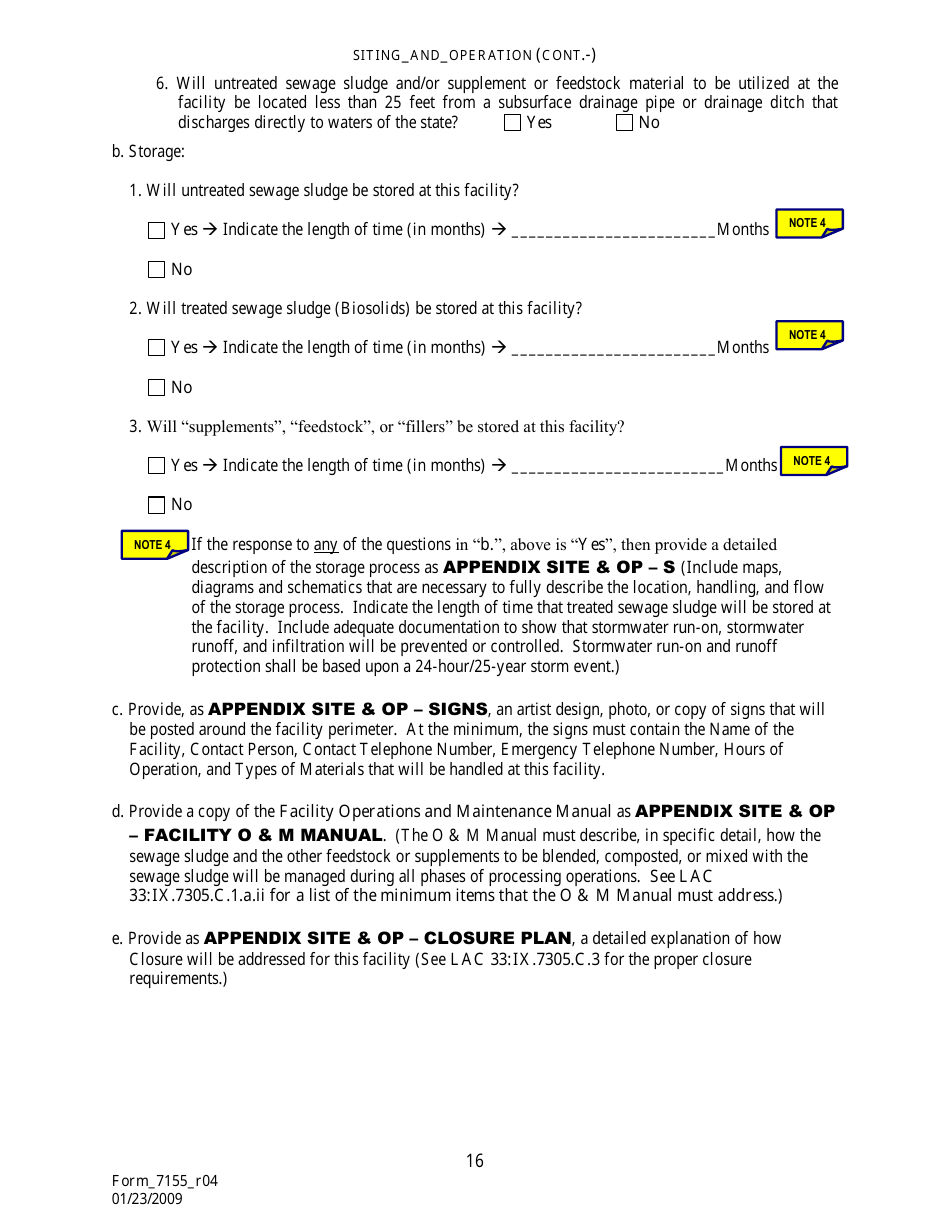 Form 7155 Permit Application for the Use or Disposal of Sewage Sludge (Biosolids) in Louisiana - Louisiana, Page 17
