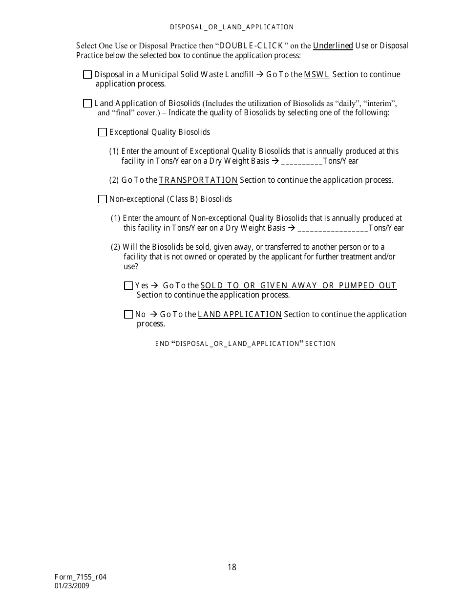 Form 7155 Permit Application for the Use or Disposal of Sewage Sludge (Biosolids) in Louisiana - Louisiana, Page 19