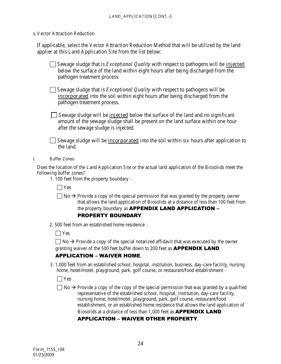 Form 7155 Permit Application for the Use or Disposal of Sewage Sludge (Biosolids) in Louisiana - Louisiana, Page 25