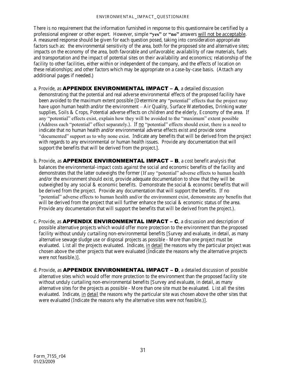 Form 7155 Permit Application for the Use or Disposal of Sewage Sludge (Biosolids) in Louisiana - Louisiana, Page 32