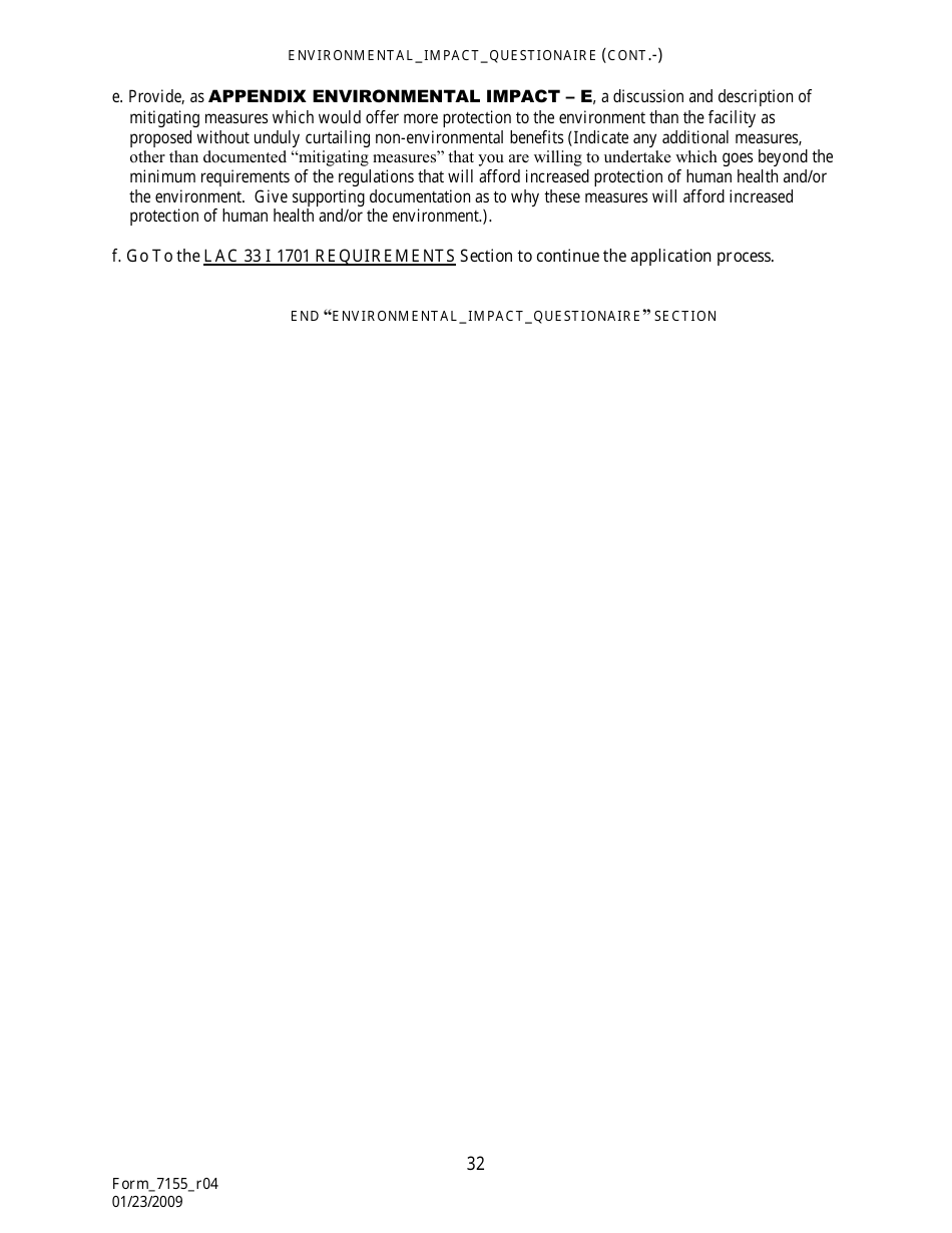 Form 7155 Permit Application for the Use or Disposal of Sewage Sludge (Biosolids) in Louisiana - Louisiana, Page 33