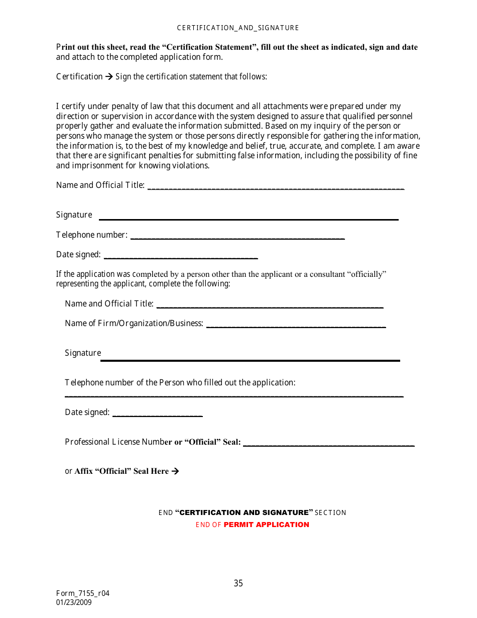 Form 7155 Permit Application for the Use or Disposal of Sewage Sludge (Biosolids) in Louisiana - Louisiana, Page 36