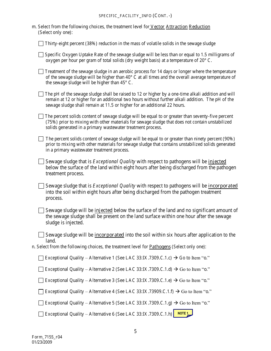 Form 7155 Permit Application for the Use or Disposal of Sewage Sludge (Biosolids) in Louisiana - Louisiana, Page 6