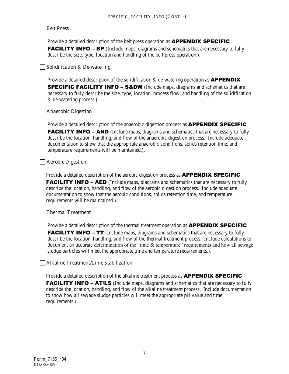 Form 7155 Permit Application for the Use or Disposal of Sewage Sludge (Biosolids) in Louisiana - Louisiana, Page 8